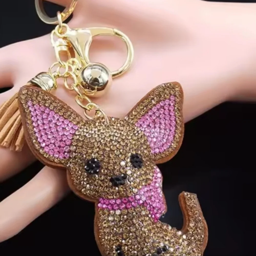 Chihuahua Rhinestone Keychain - Picture 4 of 4